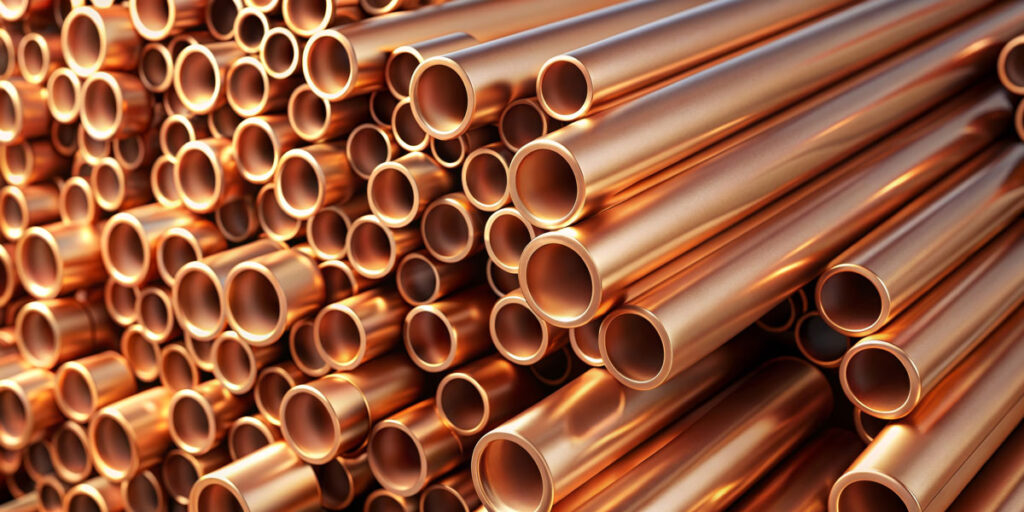 A heap of copper pipes.